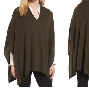 Halogen Cashmere Poncho, Olive